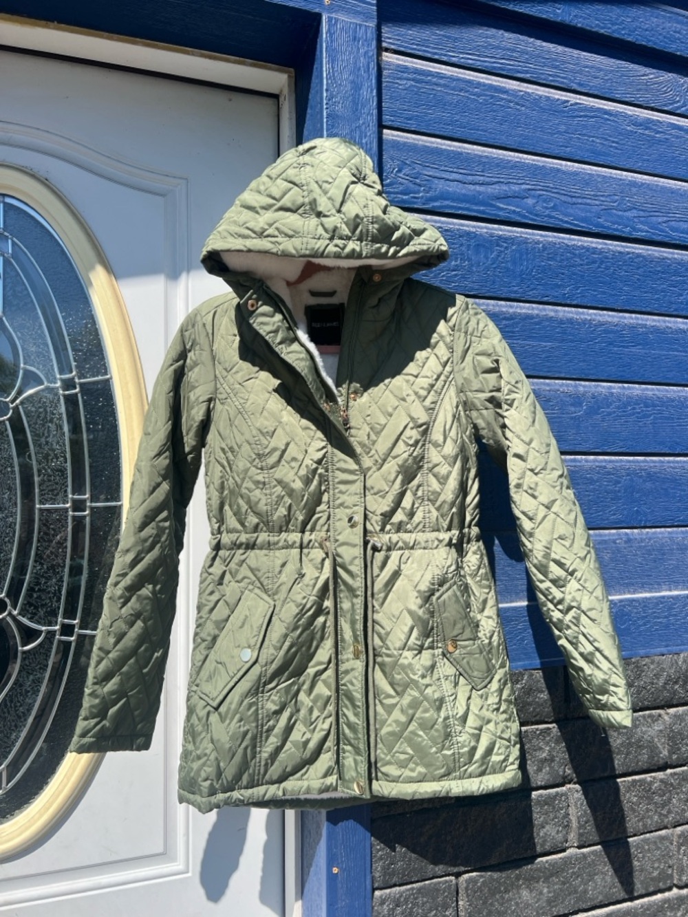Riley and James - Quilted Hooded Jacket - Olive Green -  never worn